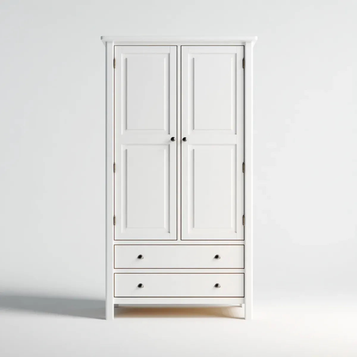 Szafa biała 100 x 55 x 200 cm w prostokątnym MDF z 2 drzwiami i 2 szufladami