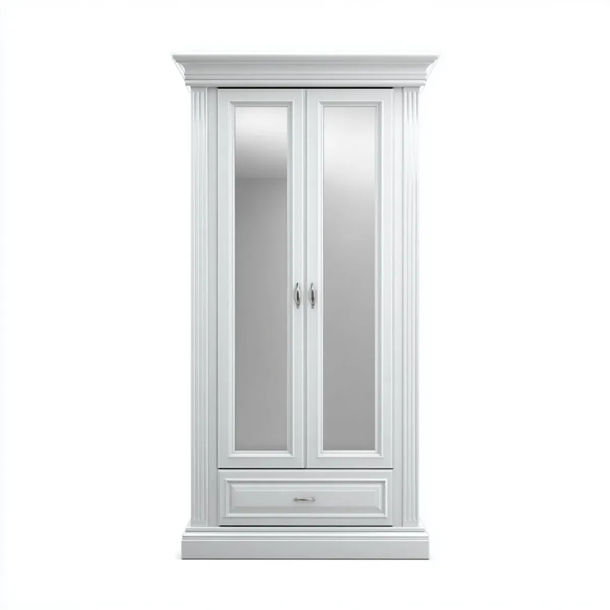 Szafa na Szafa 2-drzwiowa z białym lustrem 100 x 55 x 220 cm w prostokątnym MDF