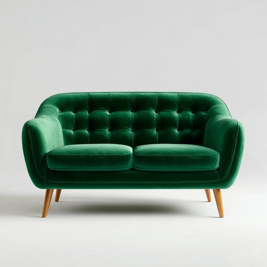 sofa 2-osobowa zielona 160 x 82 x 86 cm poliestrowy aksamit z przyciskiem szwy