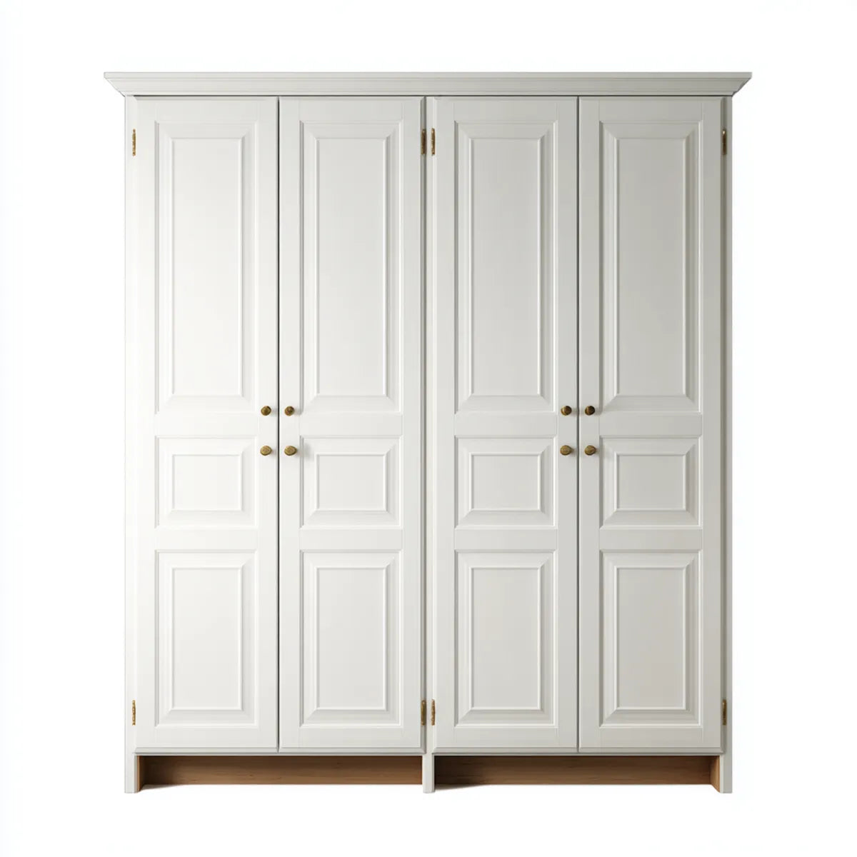 Szafa 4-drzwiowa białe 200 x 60 x 220 cm w MDF i prostokątne drewno lite