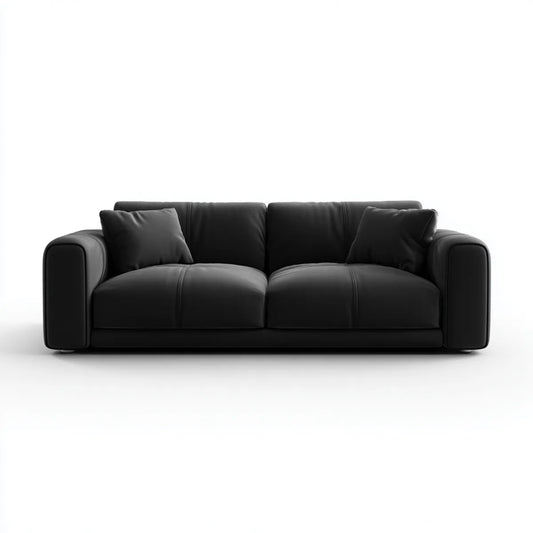 Sofa, 2-fotela czarny 210 x 95 x 82 cm PU- sztuczny prostokątna