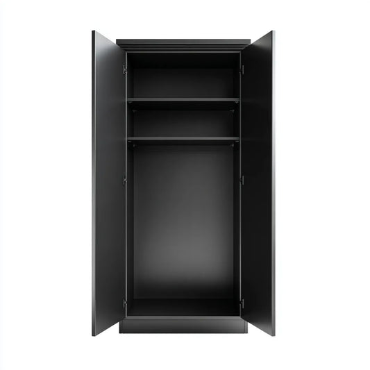 Szafa z 2 czarnymi drzwiami 100 x 50 x 200 cm w prostokątnym panelu laminowanym